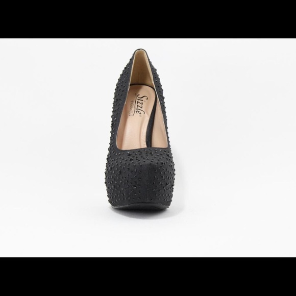 Sizzle coloriffics platform  stilettos black w  stones - Picture 2 of 9